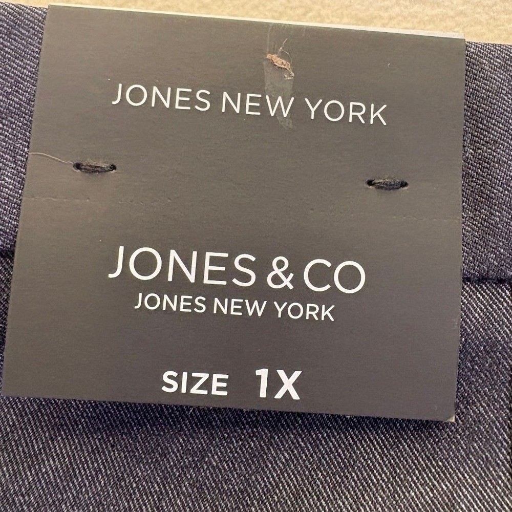 NWT Jones New York Jones & Co Women 1X Navy Blue Pull On Slim Leg Pants Career - Picture 2 of 11